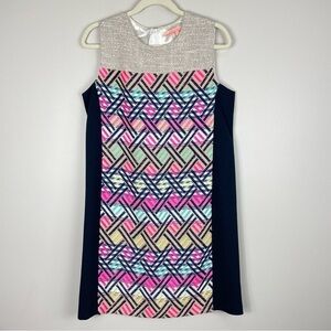 Vilagallo Sleeveless Pink Blue Shift Lined Dress Size Womens 42